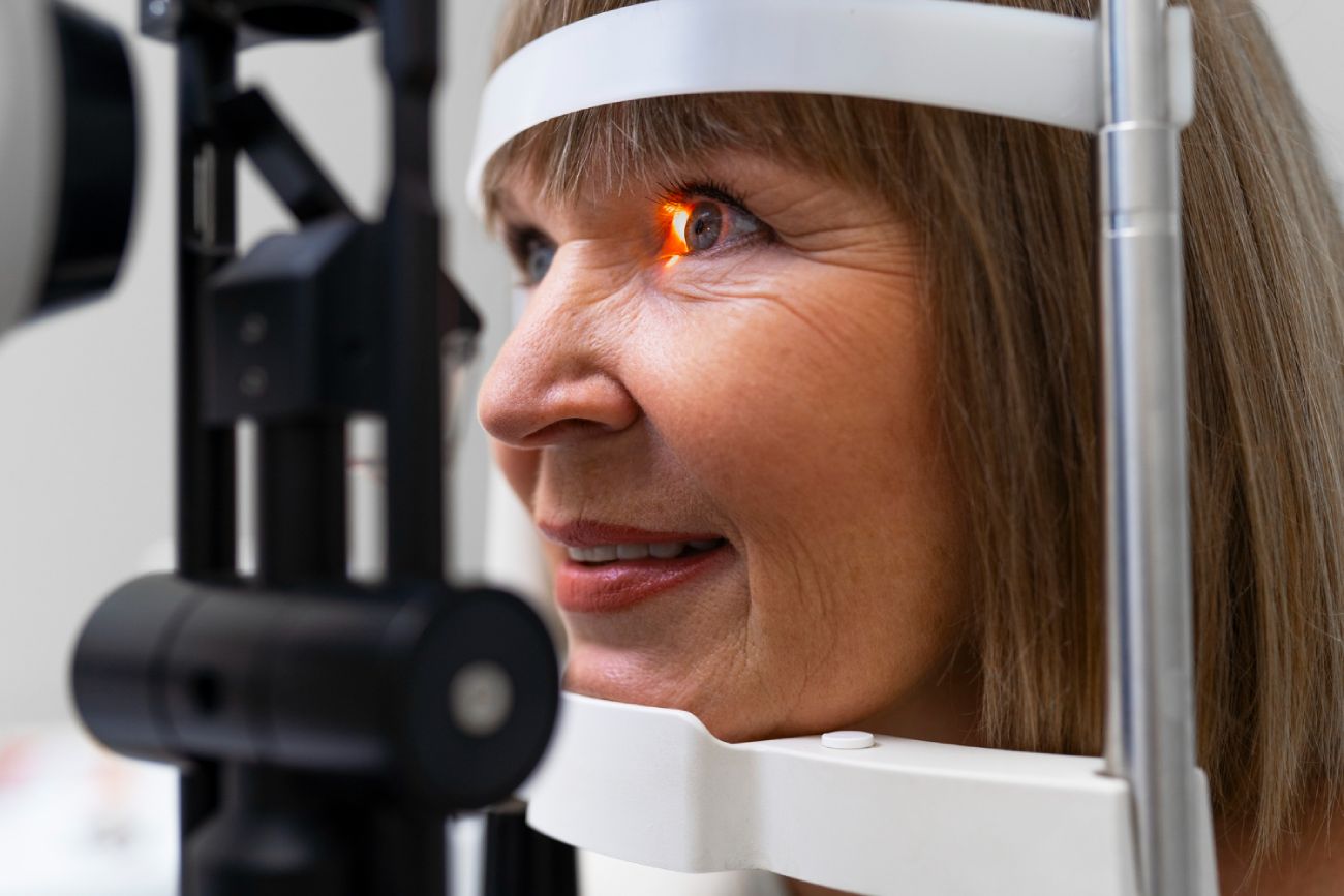 mujer haciendo prueba para cirugia en clínica de ojos en Barcelona
